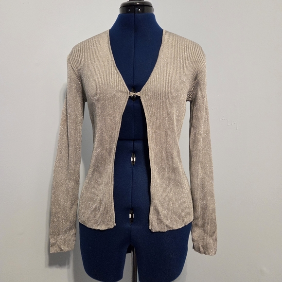 Vintage 90s Metallic Silver Cardigan Size M - Picture 1 of 7